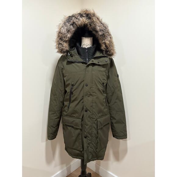 Michael Kors Benson/Berne Green Hooded Winter Parka Coat Size Medium - Picture 1 of 12